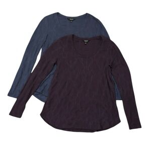 SIMPLY VERA VERA WANG Bundle (2) Textured Long Sleeve Tops, size S